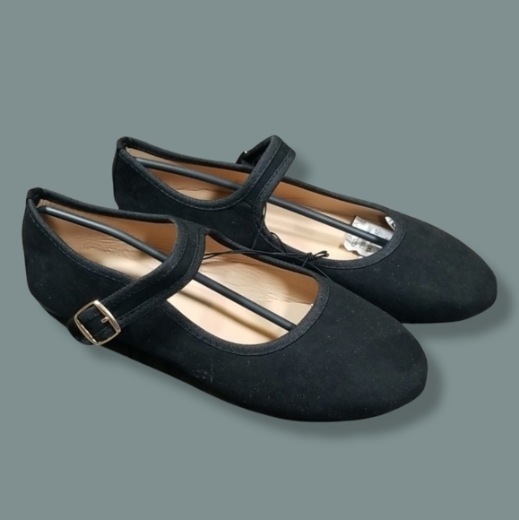 SH18ES Black Mary Jane Flats - Picture 1 of 6